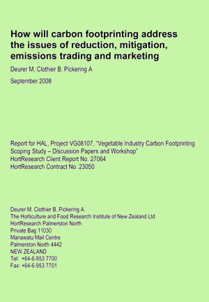 How will carbon footprinting address
the issues of reduction, mitigation, emissions trading and marketing - September 2008
